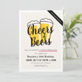 Cheers & Beers Virtual Birthday Party Einladung (Stehend Vorderseite)