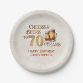 Cheers & Bers 70. Geburtstag Pappteller (Vorderseite)
