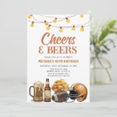 Cheers & Bers Adult Birthday String Lights Party Einladung (Stehend Vorderseite)