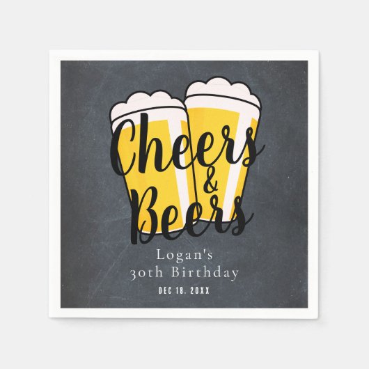 Cheers & Bers Adult Geburtstagskappe Serviette (Vorderseite)