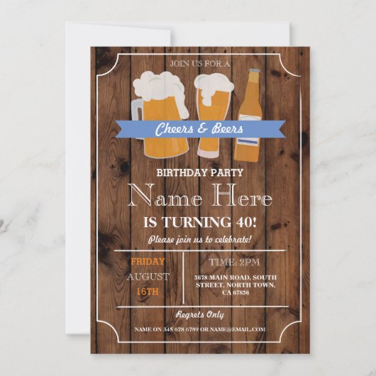 Cheers & Bers GRILLEN Geburtstagsparty JEDEN Alter Einladung (Vorderseite)