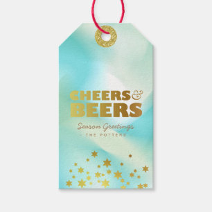Cheers & Bers   Grüne Pastel und Gold Geschenkanhänger
