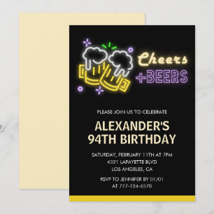 Cheers Bier Getränke Schwarz Tafel 94. Geburtstag Einladung