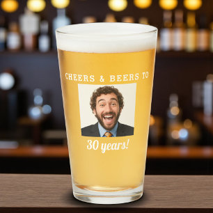 Cheers & Biere 30 Jahre altes Geburtstags-Foto Glas
