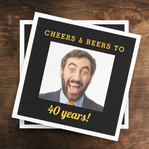 Cheers & Biere 40 Jahre altes Geburtstags-Foto Serviette