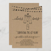 Cheers & Biere Einladung zum ersten Geburtstag (Vorne/Hinten)