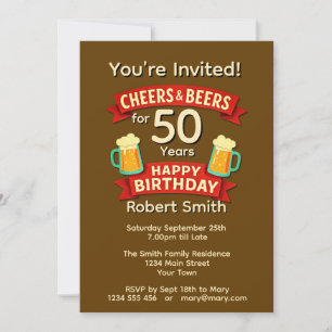 Cheers & Biere für 50 Jahre Happy GeburtstagsNAME Einladung