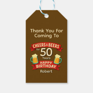 Cheers & Biere für 50 Jahre Happy GeburtstagsNAME Geschenkanhänger