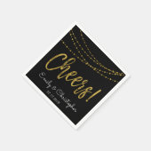 Cheers Black and Gold Foil String Lights Serviette (Ecke)