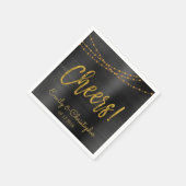 Cheers Black and Gold Foil String Lights Serviette (Ecke)