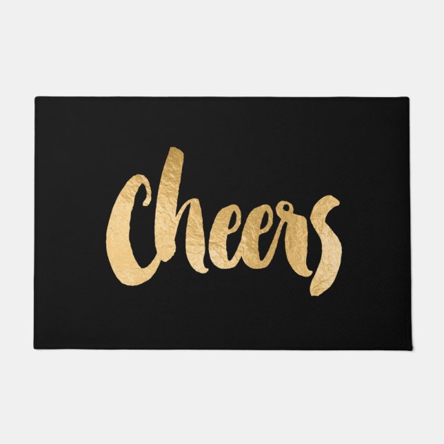 Cheers Black and Gold Weihnachts-Doormat Fußmatte (Vorderseite)