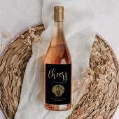 Cheers Black Gold Coastal Beach Hochzeit Weinetikett