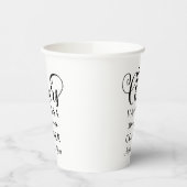 Cheers Black Script Boho Wedding Monogram Pappbecher (Links)