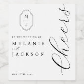 Cheers Black & White Personalisiert Monogram Wappe Weinetikett (Einzelnes Label)