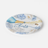 Cheers Blue Champagne Brautparty Paper Plate Pappteller (Schrägansicht)