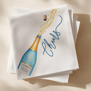 Cheers Blue Champagne Pop Brautparty Napkins Serviette