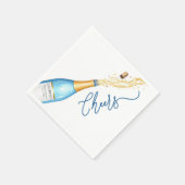 Cheers Blue Champagne Pop Brautparty Napkins Serviette (Ecke)