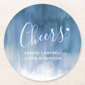 Cheers blue gray modern art wash paper coasters runder pappuntersetzer (Vorderseite)