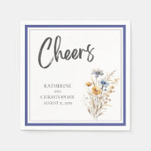 Cheers Blue Wildblumen Elegant Festliche Hochzeit Serviette (Vorderseite)
