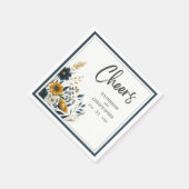 Cheers Blue Yellow Floral Elegante Hochzeit Serviette (Ecke)