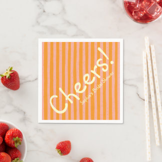 Cheers Blush Orange Streifen Junggesellinnenabschi Serviette
