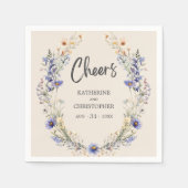 Cheers BOHO Dusty Blue Wildblume Wedding Serviette (Vorderseite)