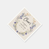 Cheers BOHO Dusty Blue Wildblume Wedding Serviette (Ecke)