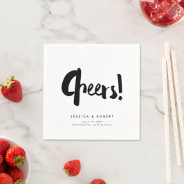 Cheers Bold Edgy Modern Black Brush Script Wedding Serviette
