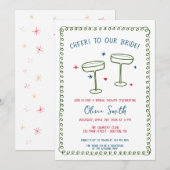 Cheers Brautparty handschriftlich Einladung (Vorne/Hinten)