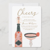 Cheers Brautparty Weinglas Pink Einladung (Vorderseite)