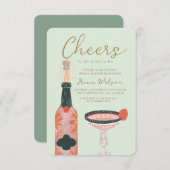 Cheers Bridal Brunch Campagner Blush Einladung (Vorne/Hinten)