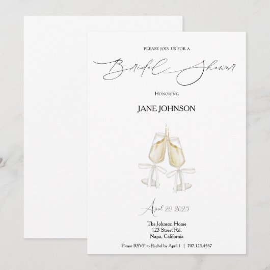 Cheers Bridal Dusche Einladung (Vorne/Hinten)