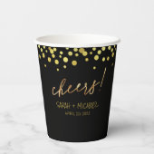 Cheers Bride Groom Gold Black Wedding Pappbecher (Rückseite)