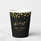 Cheers Bride Groom Gold Black Wedding Pappbecher (Vorderseite)