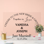 Cheers Bride Groom nur verheiratete schwarze Namen Acrylschild (Hochzeit)