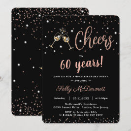 Cheers Bubbly Birthday Party Rose Gold JEDES ALTER Einladung