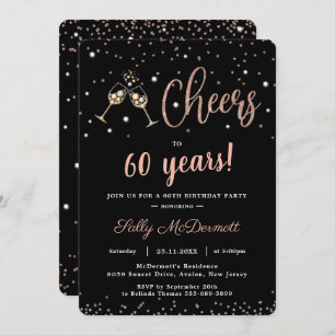 Cheers Bubbly Birthday Party Rose Gold JEDES ALTER Einladung