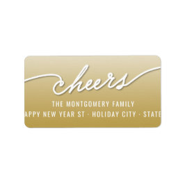 Cheers Calligraphy Gold Ombre Holiday Address