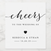 Cheers Calligraphy Script-Gastgeschenk Hochzeit Weinetikett (Einzelnes Label)