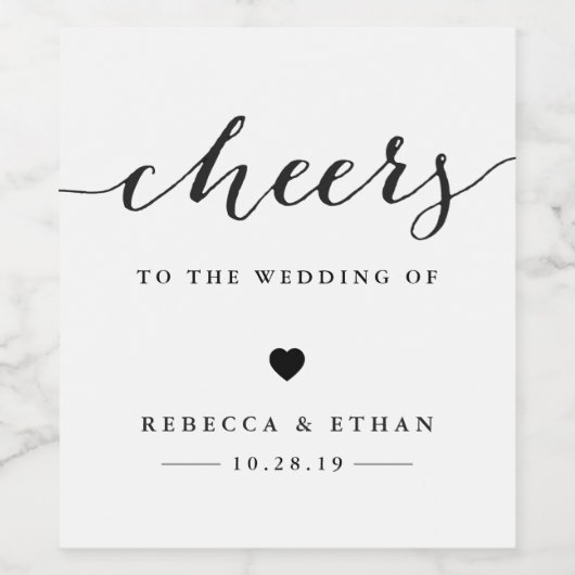 Cheers Calligraphy Script-Gastgeschenk Hochzeit Weinetikett (Einzelnes Label)