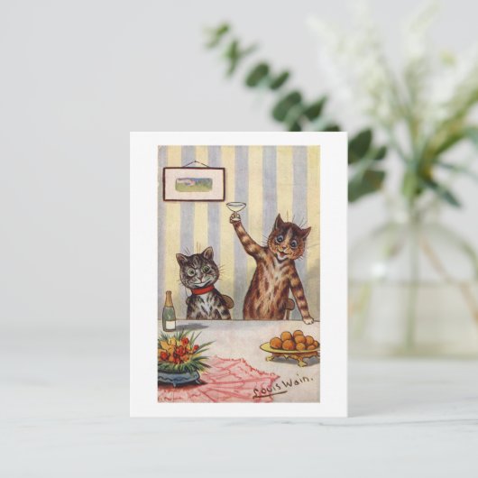 Cheers Cat, Louis Wain Postkarte (Stehend Vorderseite)