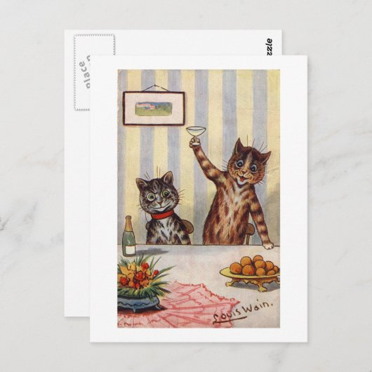 Cheers Cat, Louis Wain Postkarte (Vorne/Hinten)