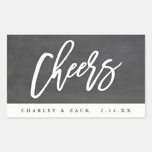Cheers Chalkboard Mini Wine Mini Champagne Label Rechteckiger Aufkleber (Vorderseite)
