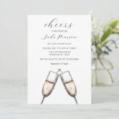 Cheers Champagne Elegantes klassisches Brautparty Einladung (Stehend Vorderseite)