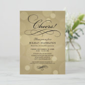 Cheers Champagne Gold Corporate Holiday Party Einladung (Stehend Vorderseite)