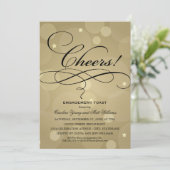 Cheers Champagne Gold Wedding Party Einladung (Stehend Vorderseite)