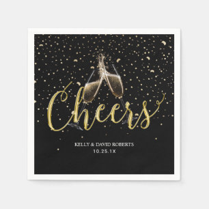Cheers Champagne Toast Gold Confetti Serviette