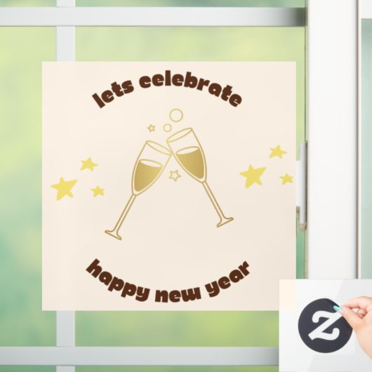 Cheers Champagner Gläser Neue Jahre Nachricht Fensteraufkleber (Zuhause)