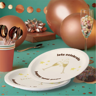 Cheers Champagner Gläser Neue Jahre Nachricht Pappteller