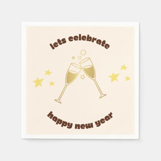 Cheers Champagner Gläser Neue Jahre Nachricht Serviette (Vorderseite)